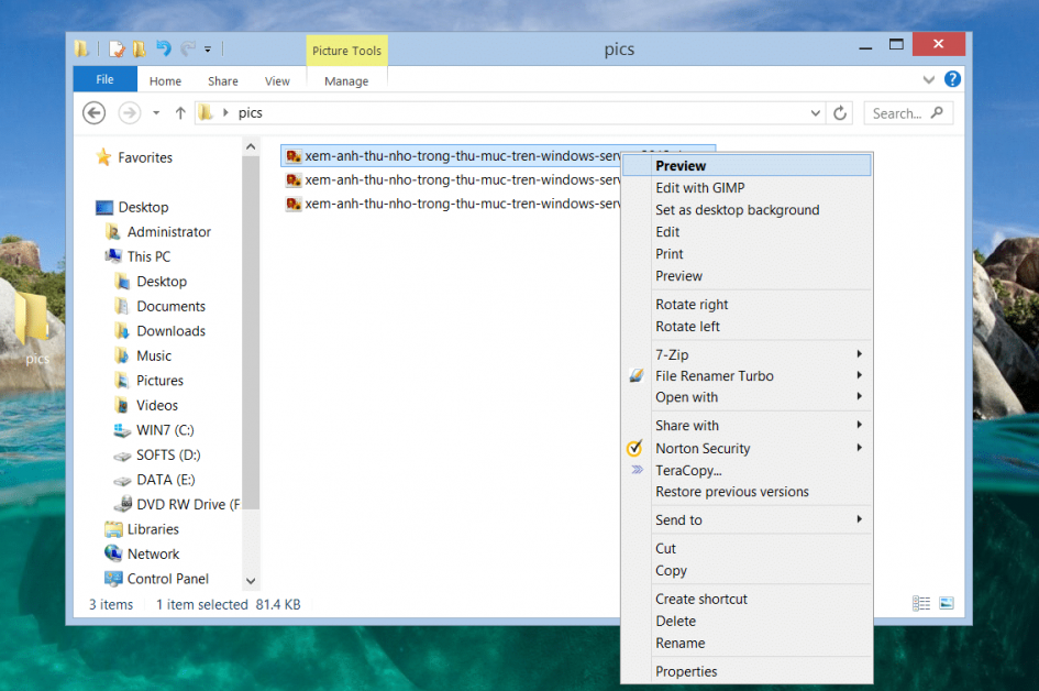 Bật tính năng xem ảnh thu nhỏ trong thư mục trên Windows Server 2012