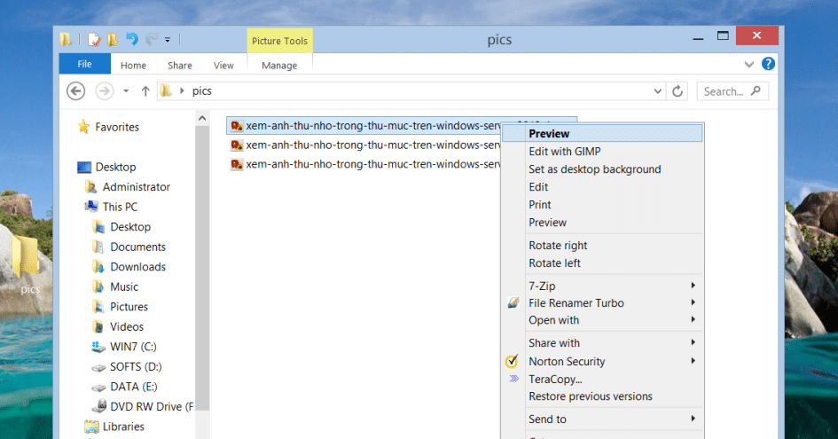 Bật tính năng xem ảnh thu nhỏ trong thư mục trên Windows Server 2012